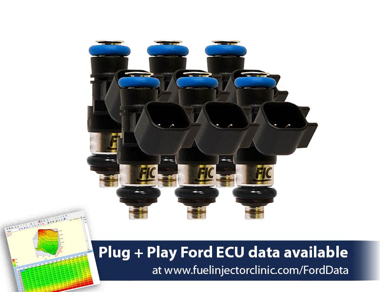 0660cc (63lbs/hr at 43.5 PSI fuel pressure) FIC Fuel Injector Clinic Injector Set for Ford Mustang V6 (2011-2017) (is461-0660h-sp)