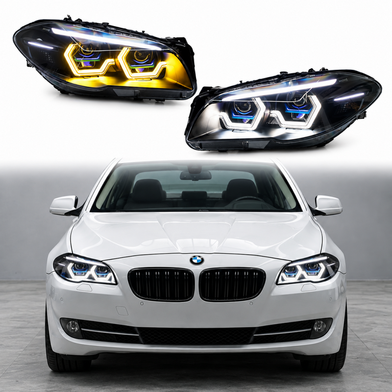 2010-2016 BMW M5/5-Series Yellow-White DRL Laser Style LED Headlights | F10