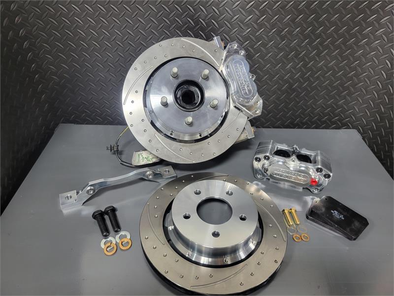 4 Piston Pro Street Dimpled and Slotted Front Brake Kit 2020-22 Mustang GT500