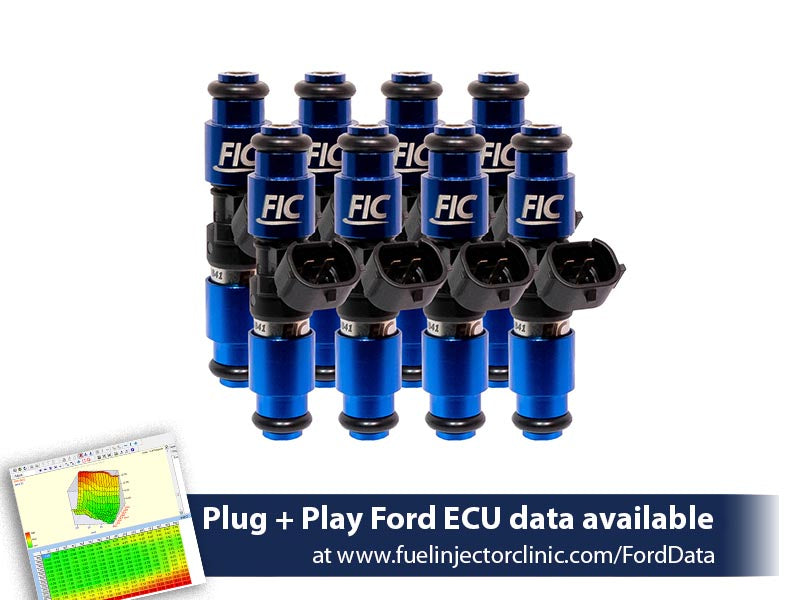 2150cc (200 lbs/hr at 43.5 PSI fuel pressure) FIC Fuel Injector Clinic Injector Set for Mustang GT (1987-2004)/ Cobra (1993-1998)(High-Z) (is402-2150h)