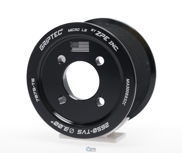 Representative photo - 6.30" 2pc 12 Rib "Standard" Black L3 Pulley Only