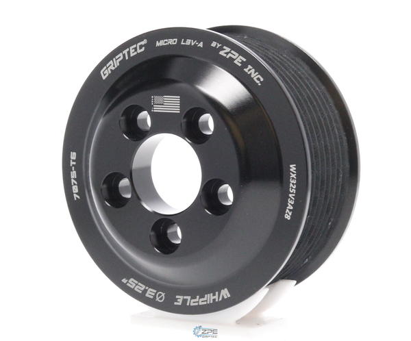 Representative photo - 3.30" 8 Rib ZPE GripTec® Whipple 5 Bolt L3V-A Black Pulley Only