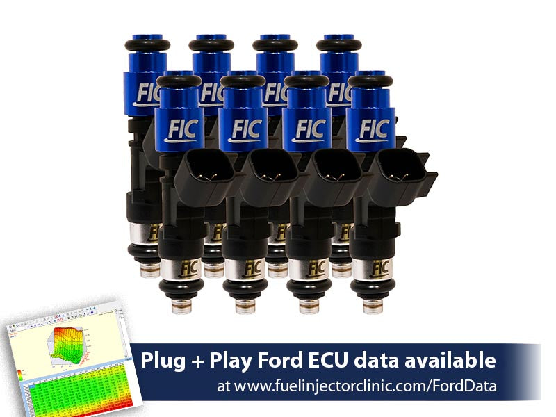 650cc (62 lbs/hr at 43.5 PSI fuel pressure) FIC Fuel  Injector Clinic Injector Set for Ford F150 (1985-2003)/Ford Lightning (1993-1995) (is406-0650h)