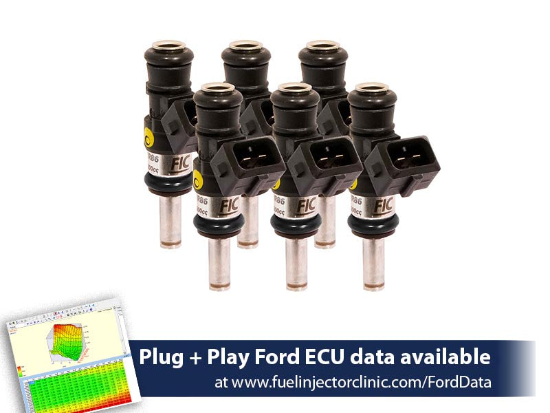 1200cc (110 lbs/hr at 43.5 PSI fuel pressure) FIC Fuel  Injector Clinic Injector Set for Ford Mustang V6 (2011-2017) (is461-1200h)