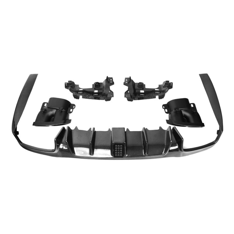 2017-2020 Mercedes-Benz E-Class Carbon Fiber Rear Diffuser with LED Brake Light and Exhaust Tips | W213